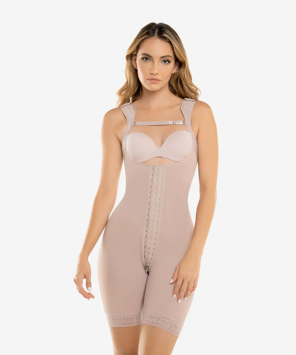 Hook closure high compression bodysuit with zip crotch - Style 461