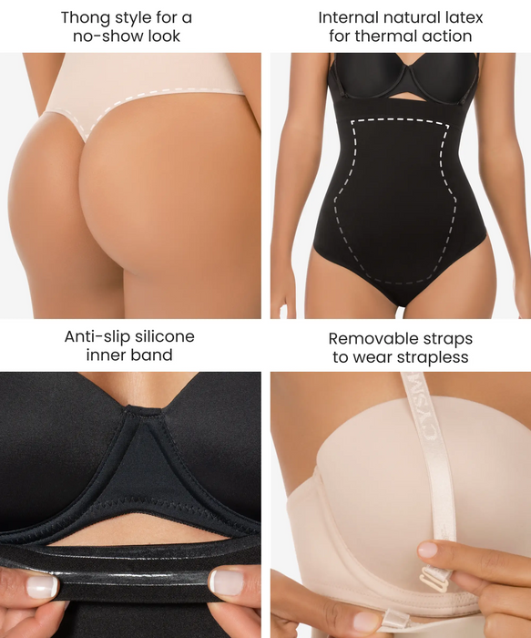 High-waist tummy control shaper in thong - Style 1596-CYSM Shapers- Seamless.