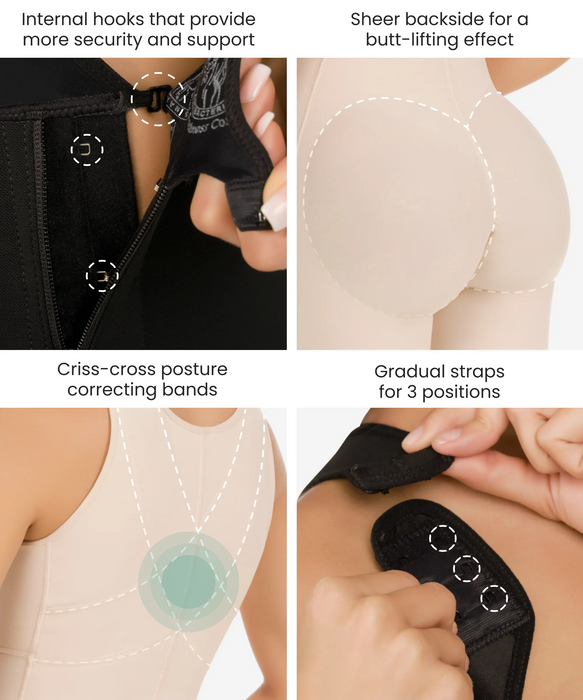 Posture Correcting Firm Compression Bodysuit - 234 Style-CYSM Shapers- Masaje Constante.